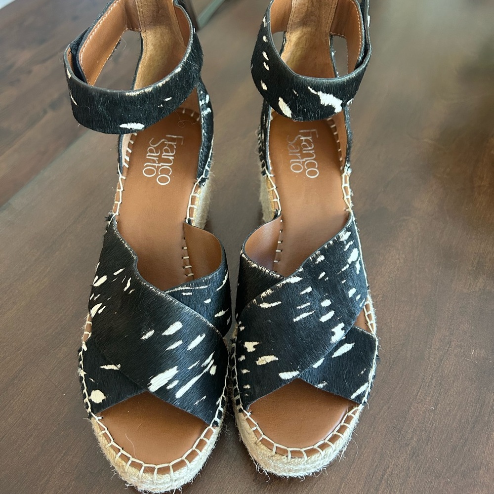 Franco Sarto Black and White Espadrille Sandals